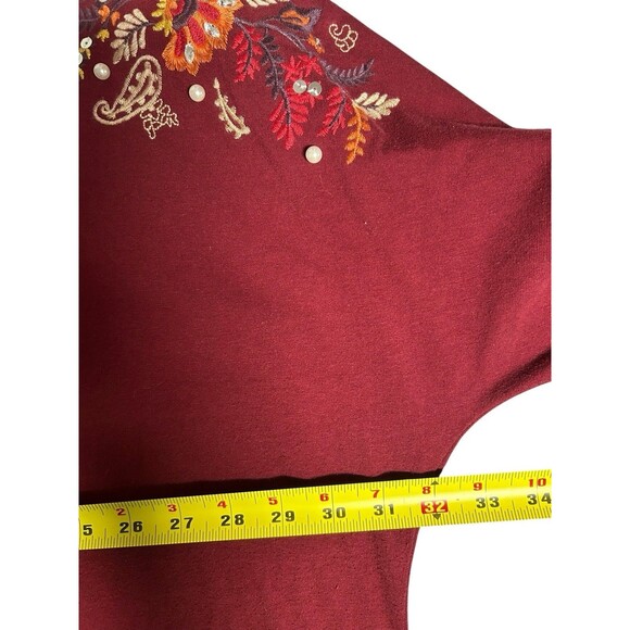 Roaman's 30/32 Plus 3X Top Autumn Colors V-Neck Stretch Officecore Teacher - Picture 7 of 11